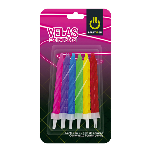 Vela Party Is On Espiral Neon Surtido Unidad