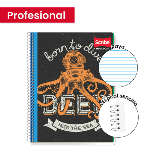 Cuaderno Scribe Esp Profesional Mega Plus Raya 100H