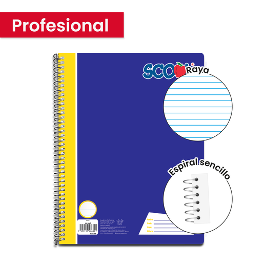 Cuaderno Scool Profesional Espiral Raya 100H