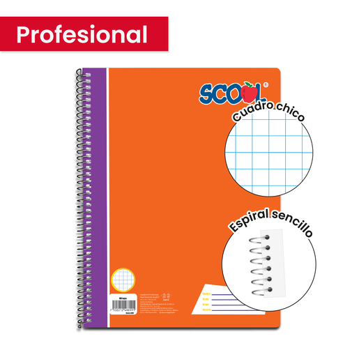Cuaderno Scool Profesional Espiral Cuadro c5 100H