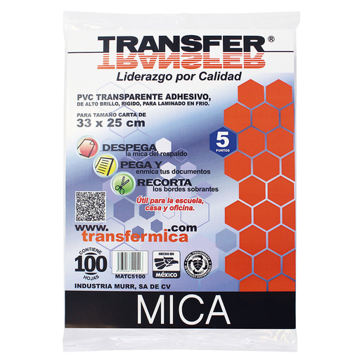 Mica Adherible TRANSFER de 33 x 25 cm