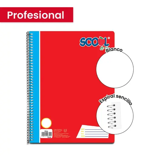 Cuaderno Scool Profesional Espiral Blanco 100H