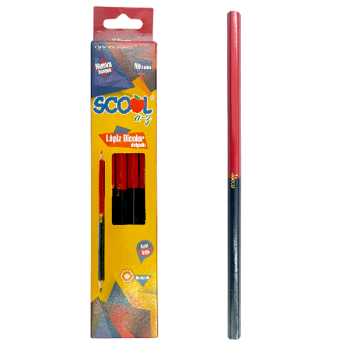 Lápiz Bicolor Scool Delgado Hexagonal