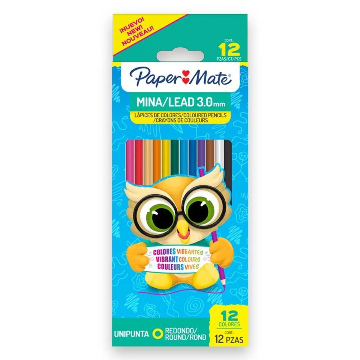 Colores Paper Mate largos Redondos 3.0MM CJ12