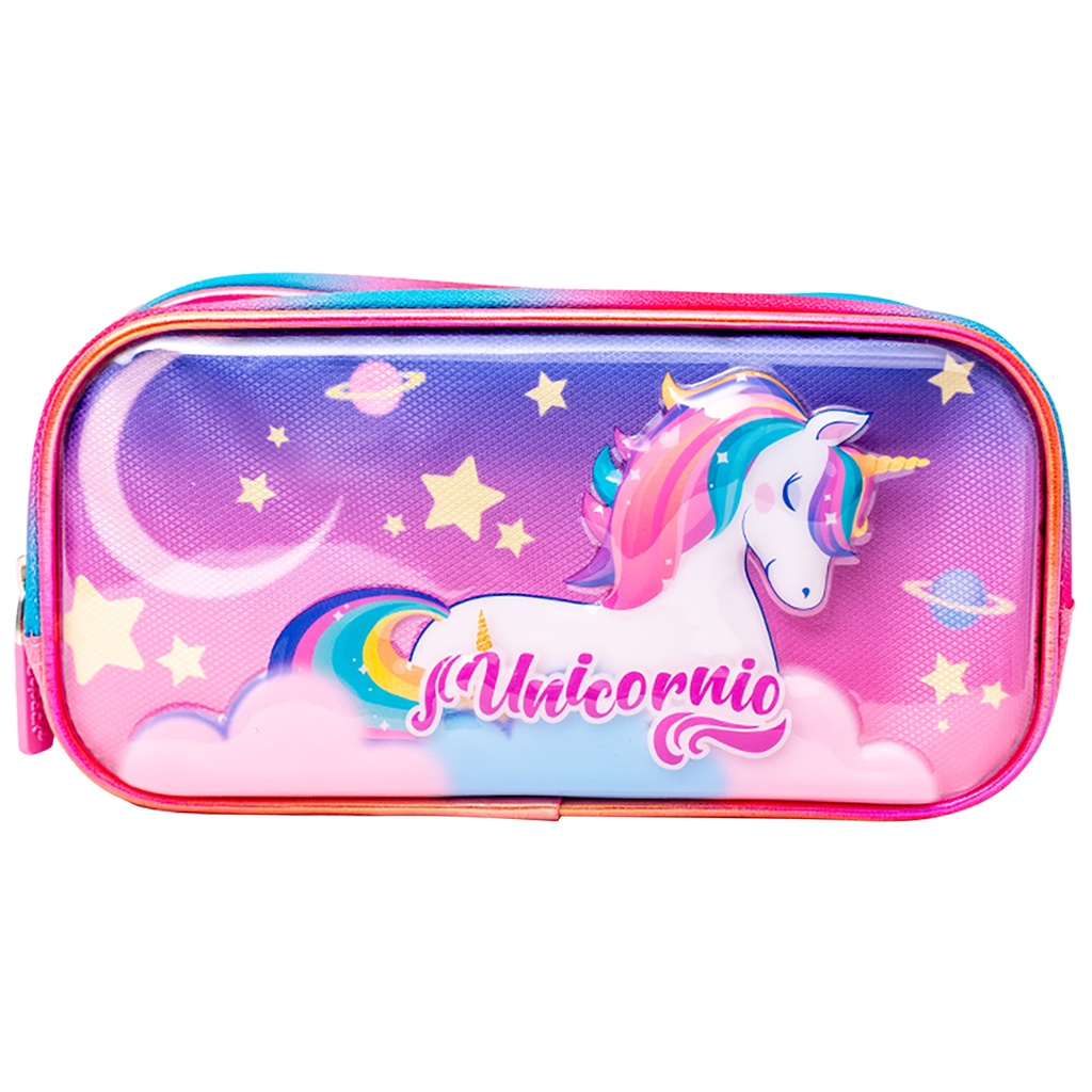 Lapicera Doble Cierre Gepack Unicornio Rosa Con Morado