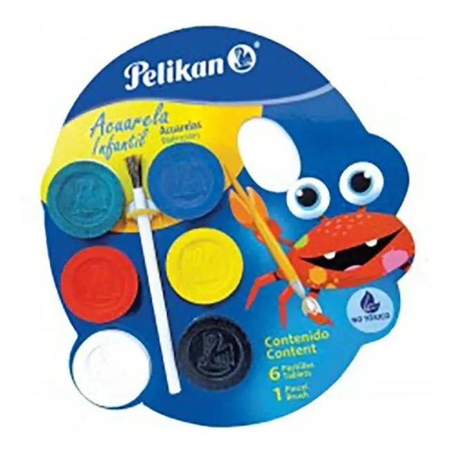 Acuarela Pelikan Escolar Infantil 6 Pastills Color Sólido Pz