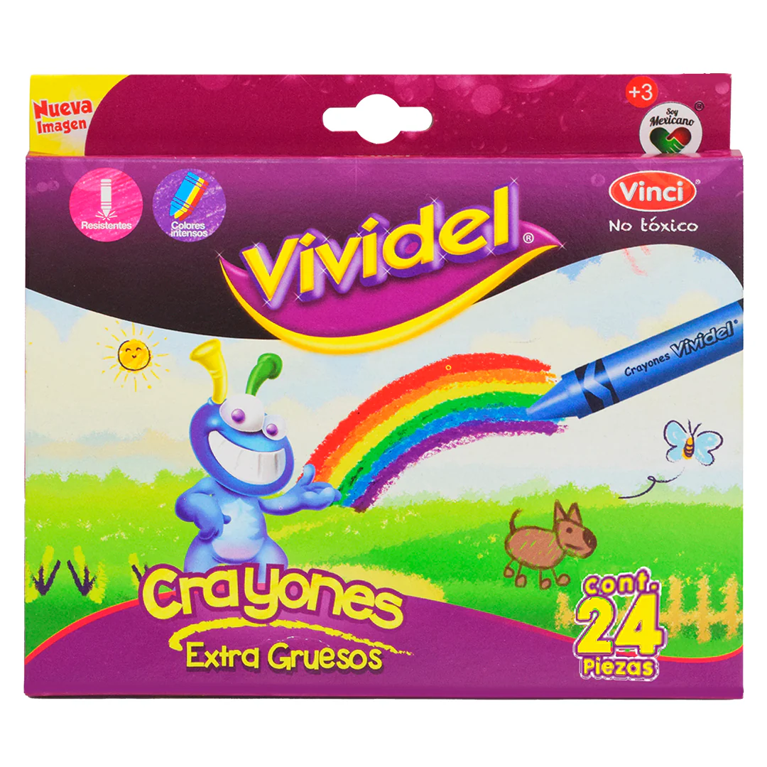 Crayón Vividel Redondo Delgado Surtido CJ24