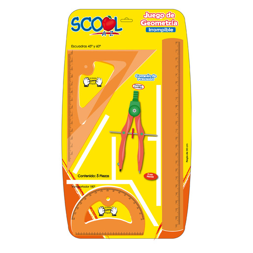 Juego De Geometría Scool Irrompible Med C/comp Precisión Bl5